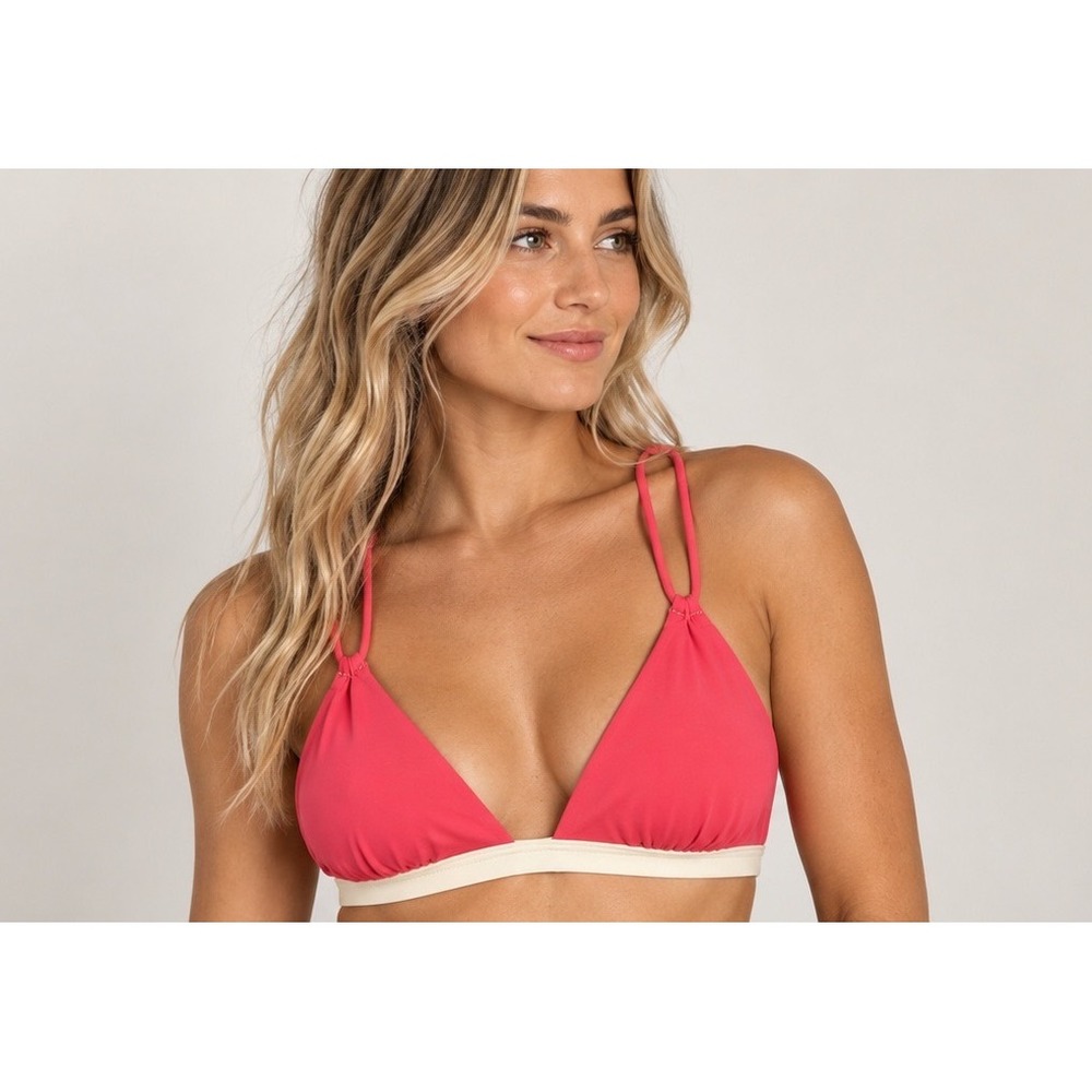 L*Space Bikini Top Womens Medium Pink Cream Multi Strap Triangle Swimwear